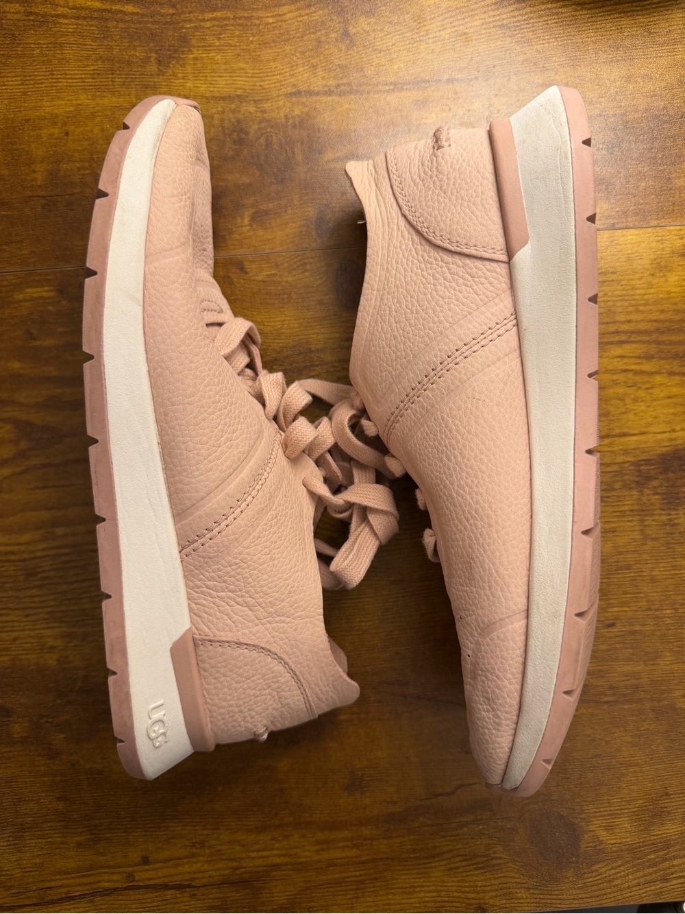 UGG Women's Pink Leather Lace-Up Sneakers